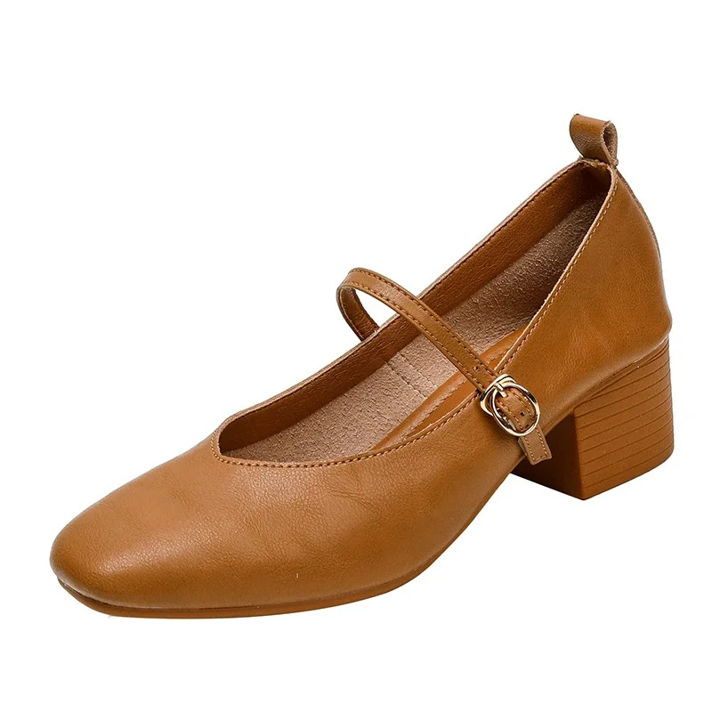 The new French-style Mary Jane women's one-shoulder buckle is a versatile shoes commuter pointed-toe low-heeled single