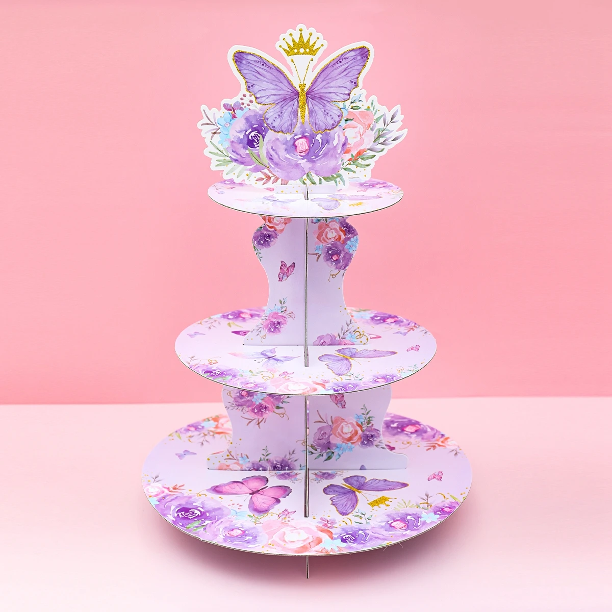 Purple Butterfly Cake Stand Butterfly Theme Birthday Party Decoration Kids Girl Baby Shower Wedding Party Supplies Cake Decor