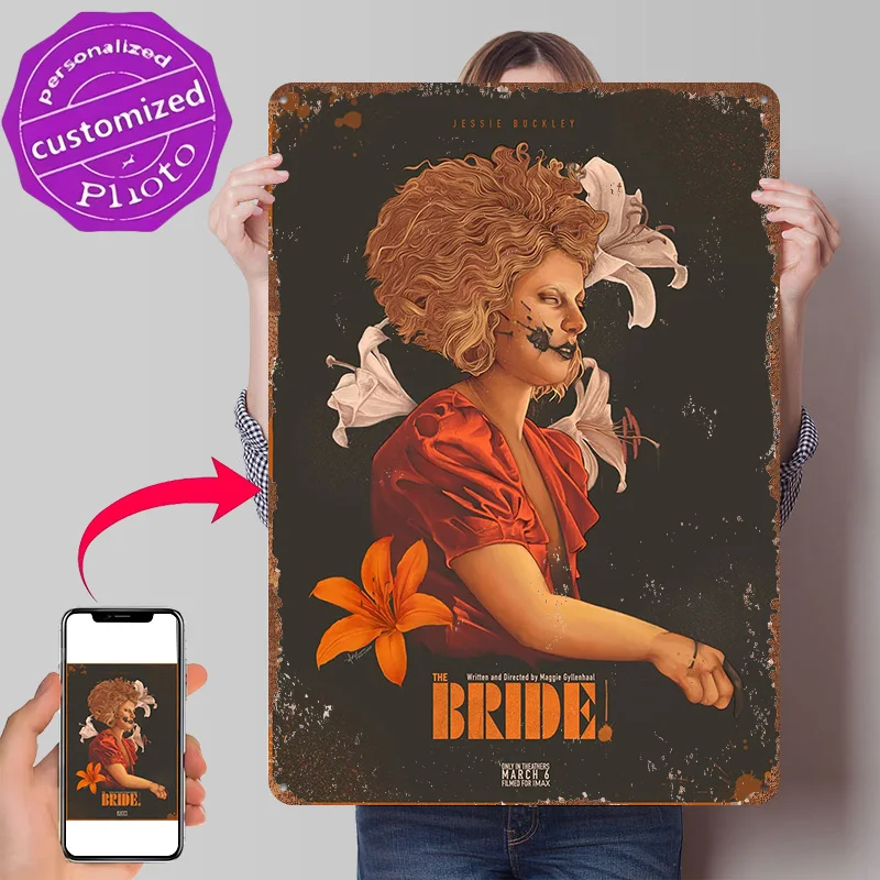 The Bride Movie Personalized 3D Textured Metal Poster Wall Art Tinplate Sign for Home Decoration Room Funny Signs Wand Deko At