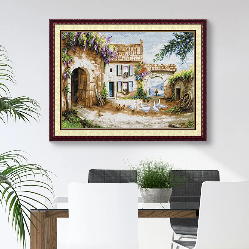 

Joy Sunday Stamped Cross Stitch Kits,11CT Printed Pattern Embroidery Kit DIY Home Decor-Homestead