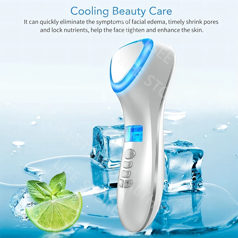 Hot Cold Face Skin Care Massager Ultrasonic Cryotherapy Skin Rejuvenation Face Lifting Beauty Massage Machine For Skin Beauty