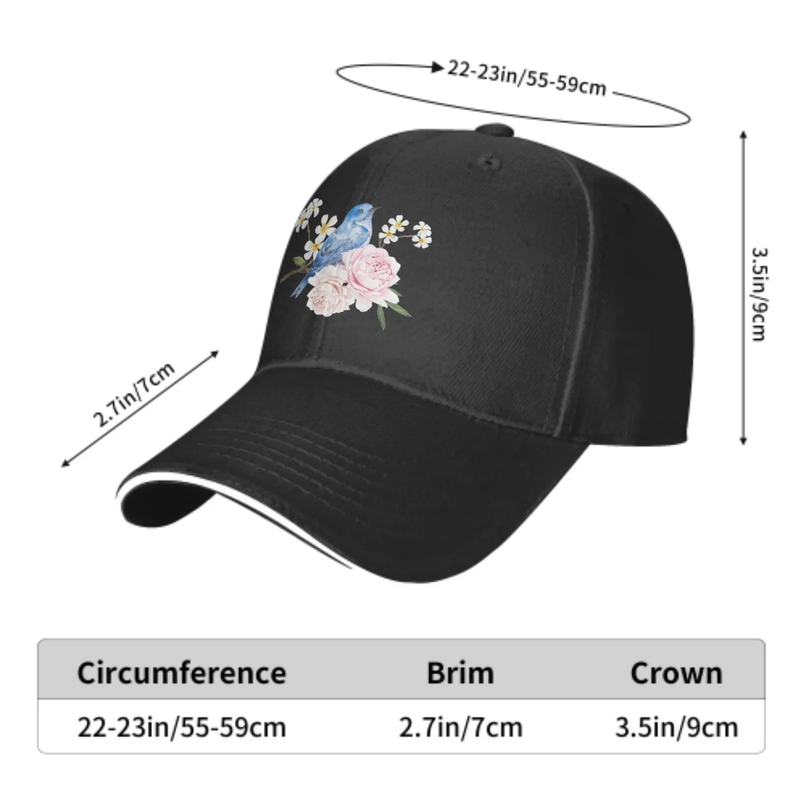 Bird Floral Baseball Caps Fashion Casquette for Men Women Adjustable Casual Trucker Hats for Sports Outdoor Activities