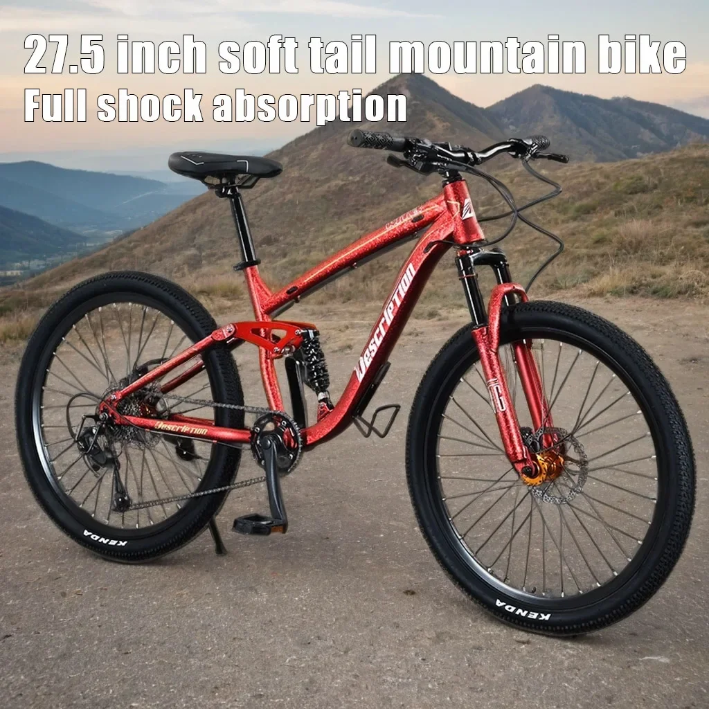 27.5 inch mtb soft tail mountain bike dual shock absorber Cross Country Bicycle 10speed Downhill bicicleta single disc oil brake