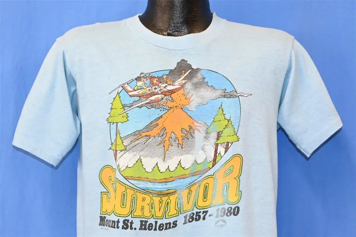 T-shirt de survie de la montagne Saint-Hélène des années 80, éruption volcanique de 1980, Washington, taille moyenne