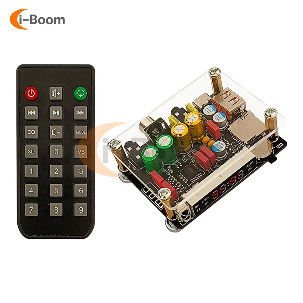 

ZK-DAM-K1 DC 5V Digital Audio Processor Bluetooth USB Sound Card Coaxial TF Decoder Board TYPE-C Interface Remote Control