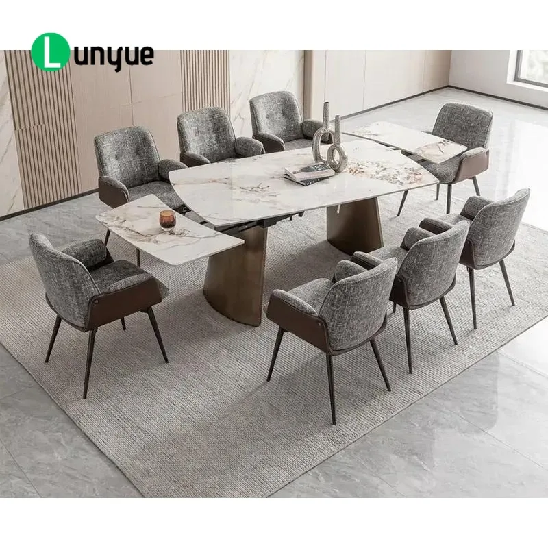 Rotating Folding Expandable Dining Table Modern Luxury 10 Seater Multifunctional Home Furniture Space Saving Design for