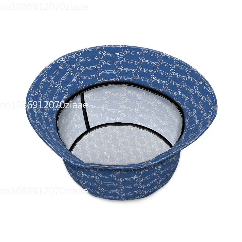 Tandem Types Pattern White on Blue Bike Ride Bicycle Bucket Hat For Women Men Teenager Foldable Bob Fisherman Hats Panama Cap