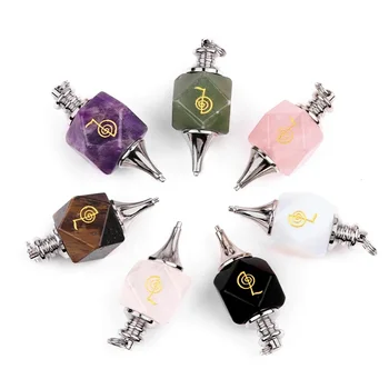 JOYA GIFTNew Gemstone Pendulum Handmade Block-shaped with Musical Note Pendant Amethyst Healing Crystal Biżuteria dla mężczyzn i kobiet