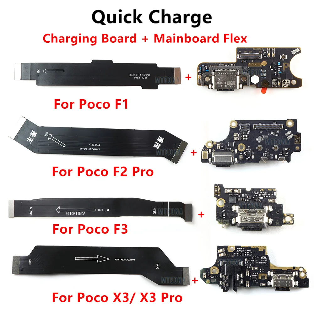 For Xiaomi Poco F2 Pro F1 F3 X3 Pro USB Power Charging Board Connector Plug Port Dock With Mainboard Motherboard Flex Cable