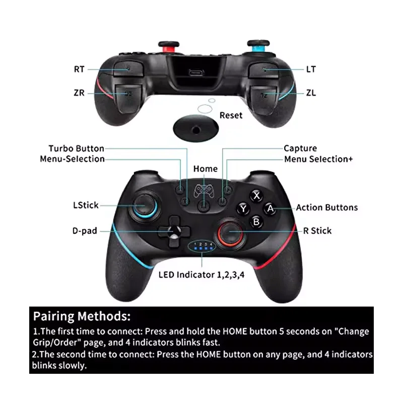 USB Bluetooth Wireless Control for Nintendo Switch & OLED Lite PC Controller Gamepad Computer Joystick Game Pad Command Trigger