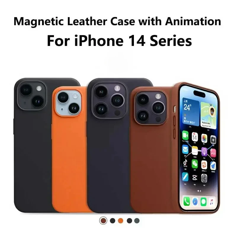 Original Apple Leather With Magsafe Case for iPhone 14 Pro Max 14 Plus 14Pro Case Wireless Charging Magnetic Cover