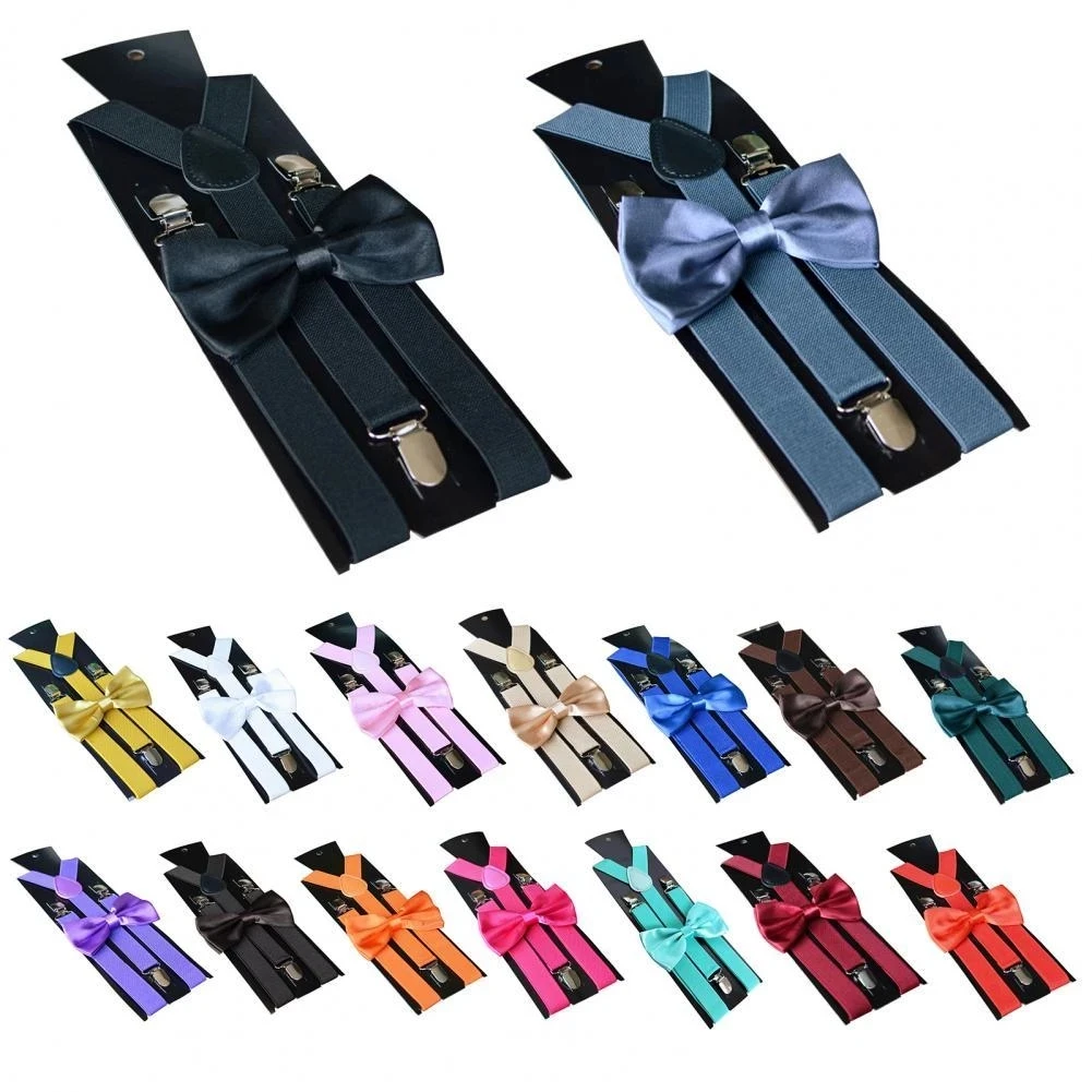 Black Heavy Duty Suspender for Men 17 Colors 3 Strong Clips Adjustable Elastic Trouser Pants Brace Straps Work Party Suspenders