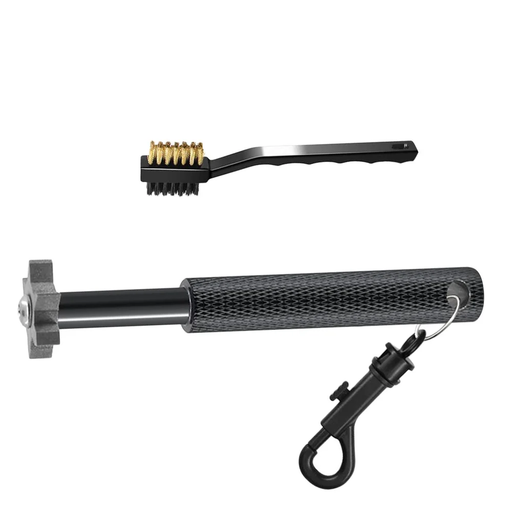 مجموعة واحدة من أدوات مبراة الأخدود للنادي، فرشاة مزدوجة الجوانب، سوداء خفيفة الوزن، محمولة، لإزالة الأوساخ الأخدود بكفاءة #3