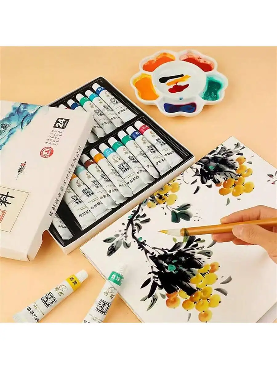 Pigmento per pittura cinese 7/12 colori * 6 ml/0,20 once, 12/18/24/36 colori * 12 ml/0,42 once, adatto per pittura cinese, pittura ad acquerello