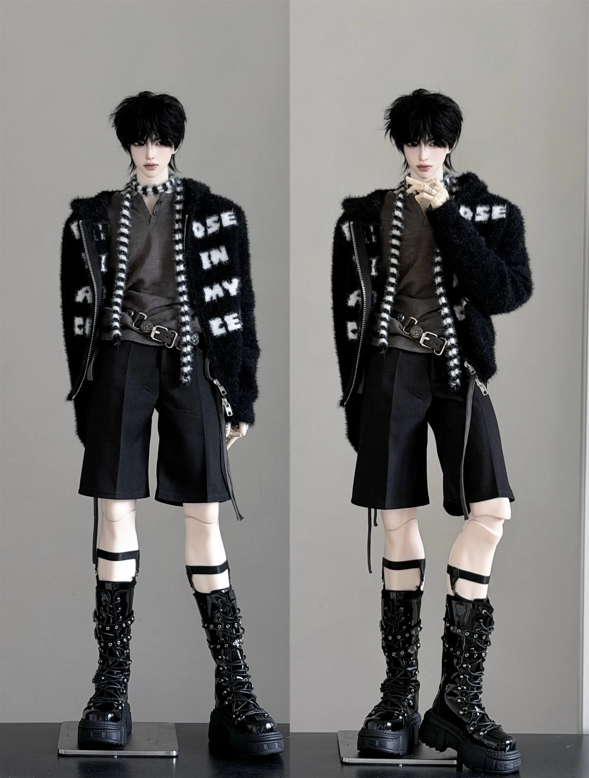 1/4 ID75 Knee-high Chunky-heeled Boots In Stock BJD Doll Shoes Boys Girls Black Brown Glossy Leather High Boots Doll Accessories