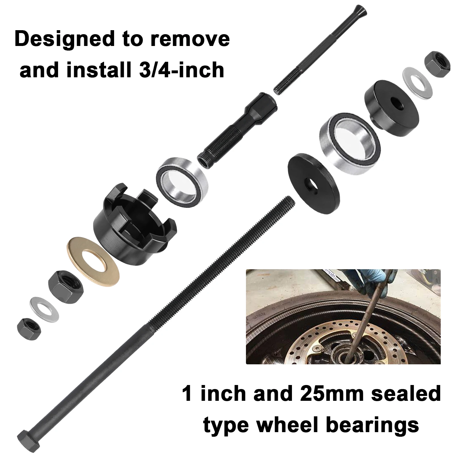 Motorcycle Wheel Bearing Remover Set Motorcycle Wheel Bearing Extractor Kits Hand Repairing Tools Bearing Remove/Install Tool