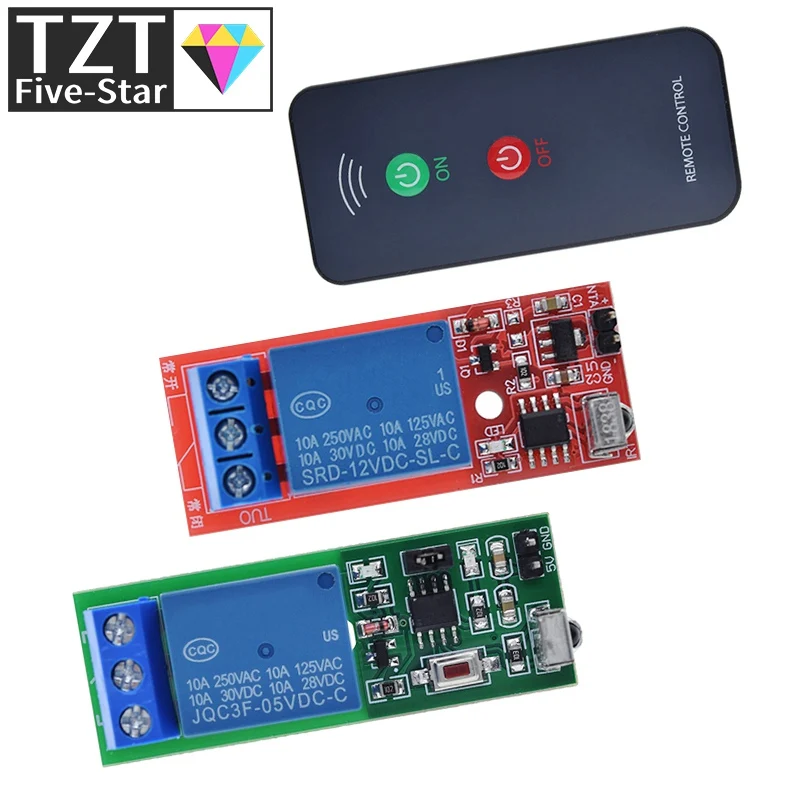 IR 1 Channel Infrared Receiver Driving Switch Relay Driver Module Board 5V / 12V + Active Remote Controller