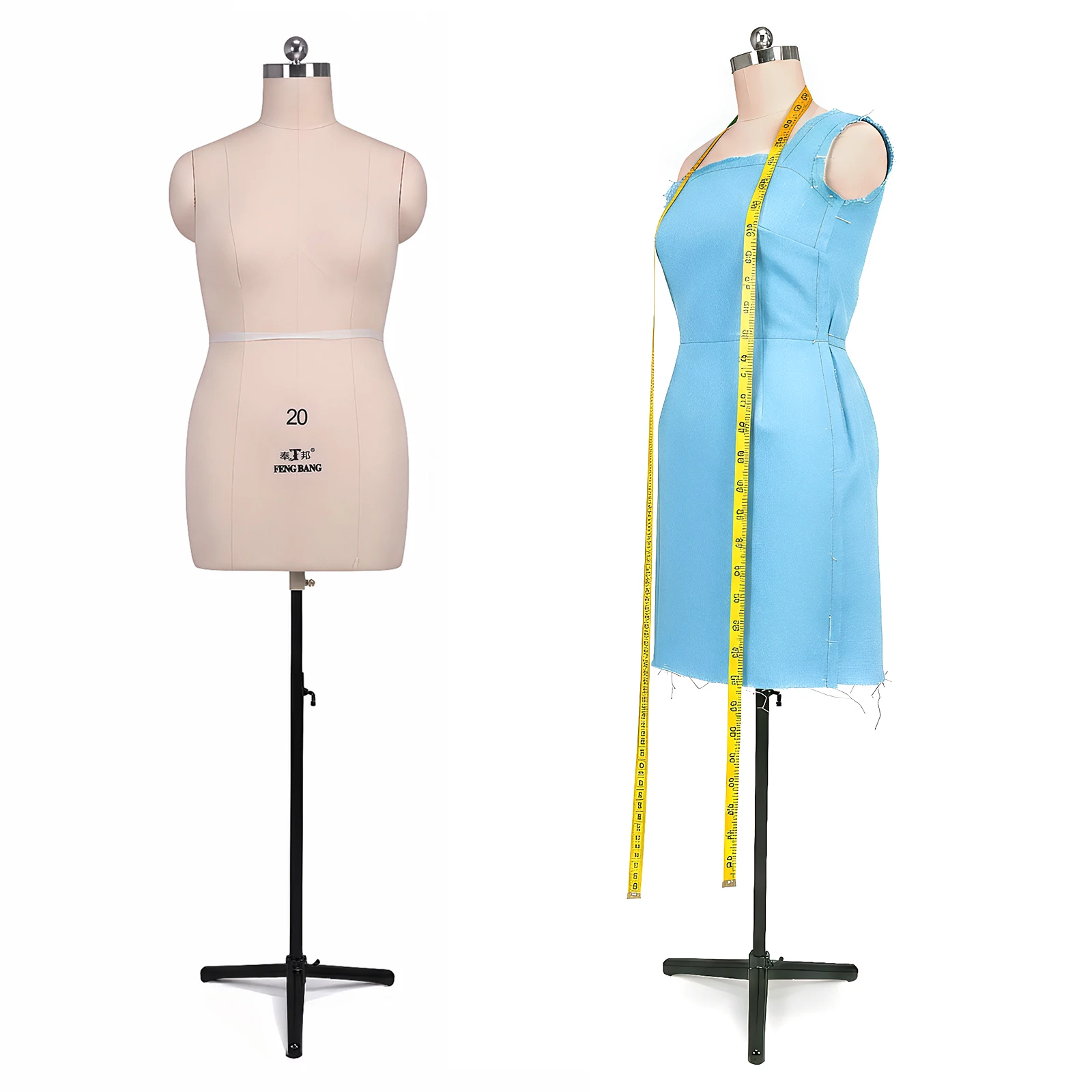 

Female Half Body Dress Form Mannequin Height Adjustable Mannequin Display Stand with Metal Stand for Market Shop Window Display
