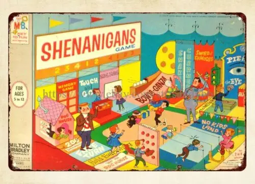 Shenanigans Board Game 1964 metal tin sign stores vintage collectible home decor