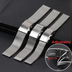 Extended Length Milanese Mesh Bracelet for Big Wrist 18mm 20mm 22mm WatchBands Folding Buckle Luxury Stainless Steel Wristband