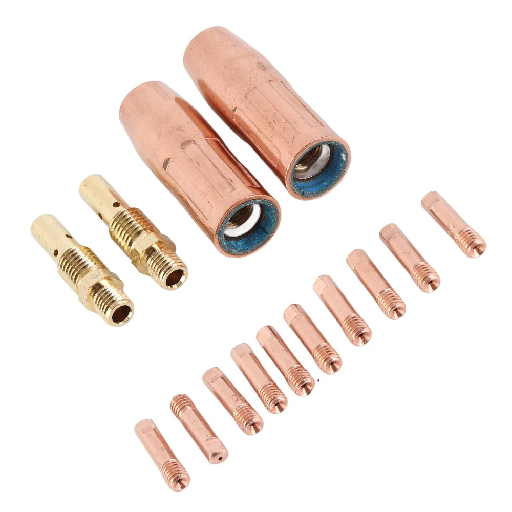 14pcs Precise Brass MIG Welding Nozzle Standard Size Welding Machine Accessories Gasless Nozzle For Professional Welding