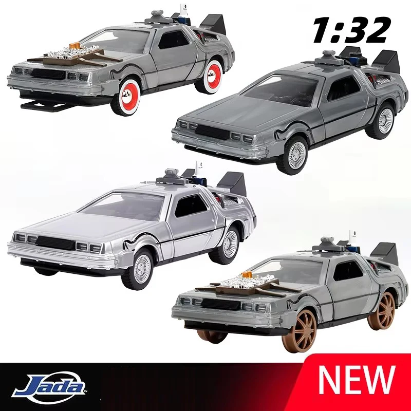JADA 1/32 DMC-12 DeLorean DMC I II III Ritorno al futuro Macchina del tempo Mr.Fusion Diecast Modello di auto giocattolo