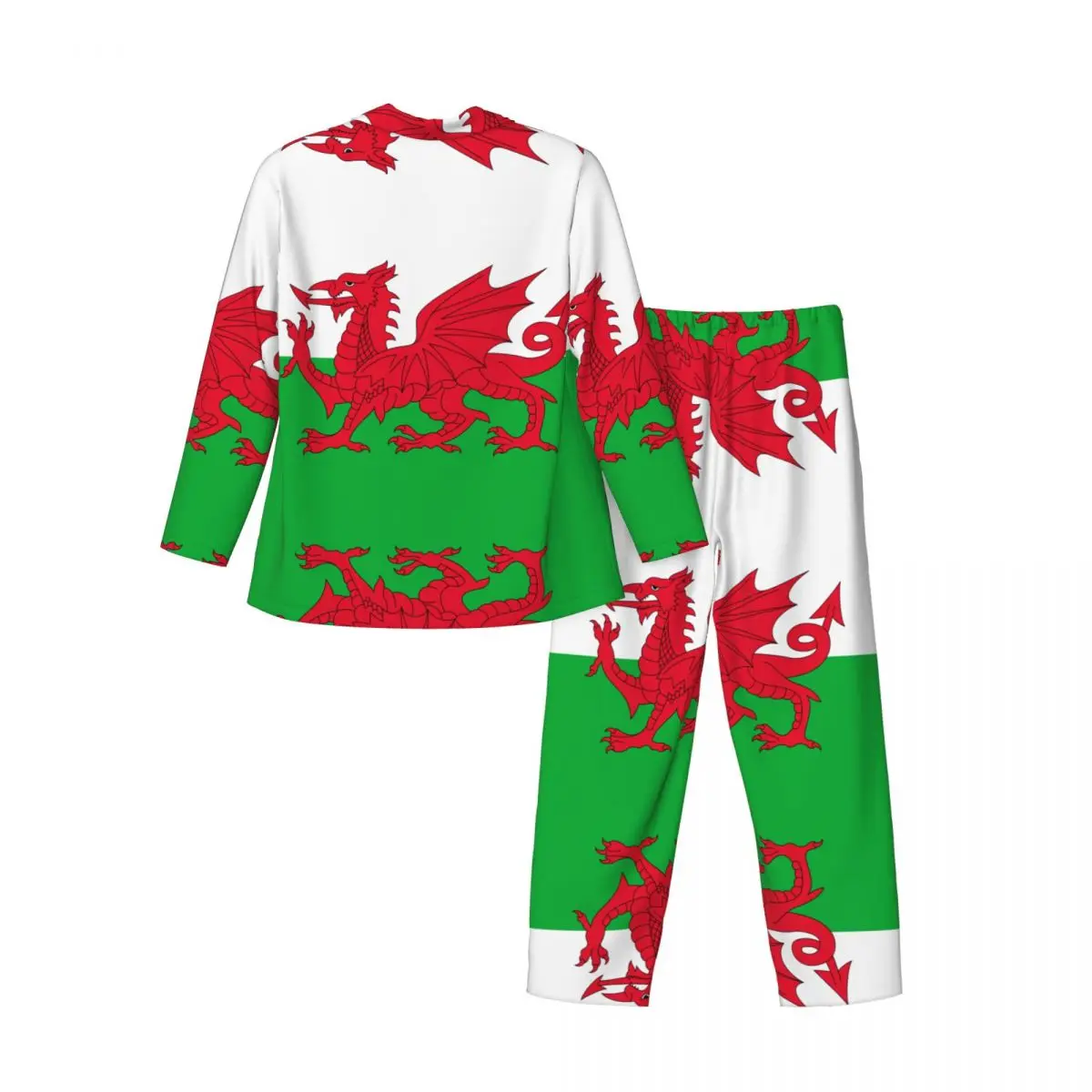 Men's Home Suits Long-sleeved Wales Flag Suits for Autumn and Winter Pajamas for Men