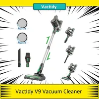 Vactidy V9 Cordless Vacuum Cleaner, 25KPa Suction, 1L Dustbin, 5 Layers Filtration System,  45mins Run Time, One-Button Emptying