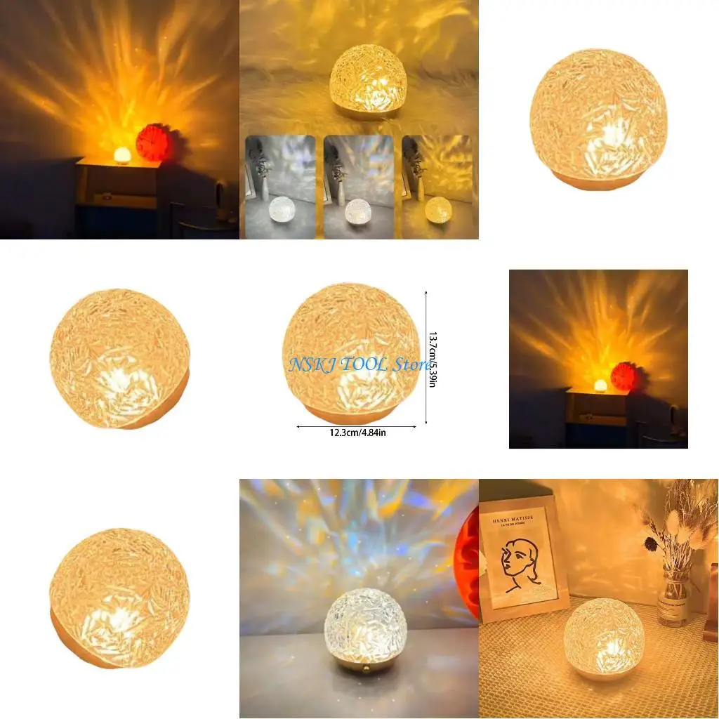 

L8RC Water Ripples Projector Night Light Crystal Lamp 3 Color Atmospheres Light