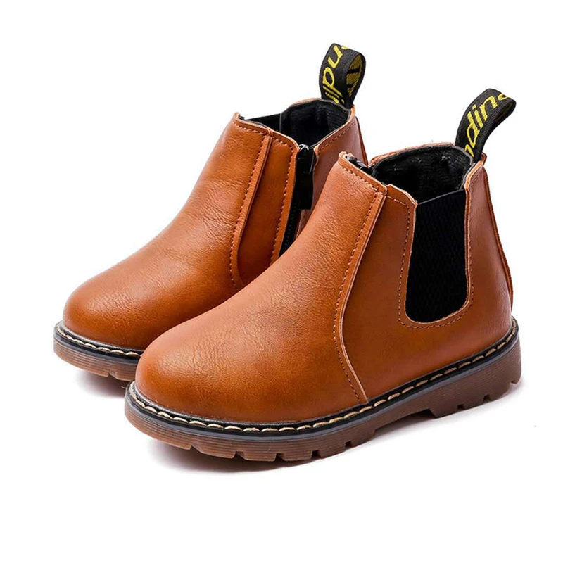 Autumn Winter All-match Short Boots Soft Sole Waterproof Children's Boots Fashion Casual Solid Leather Boots Girl Boy Ankle Boot