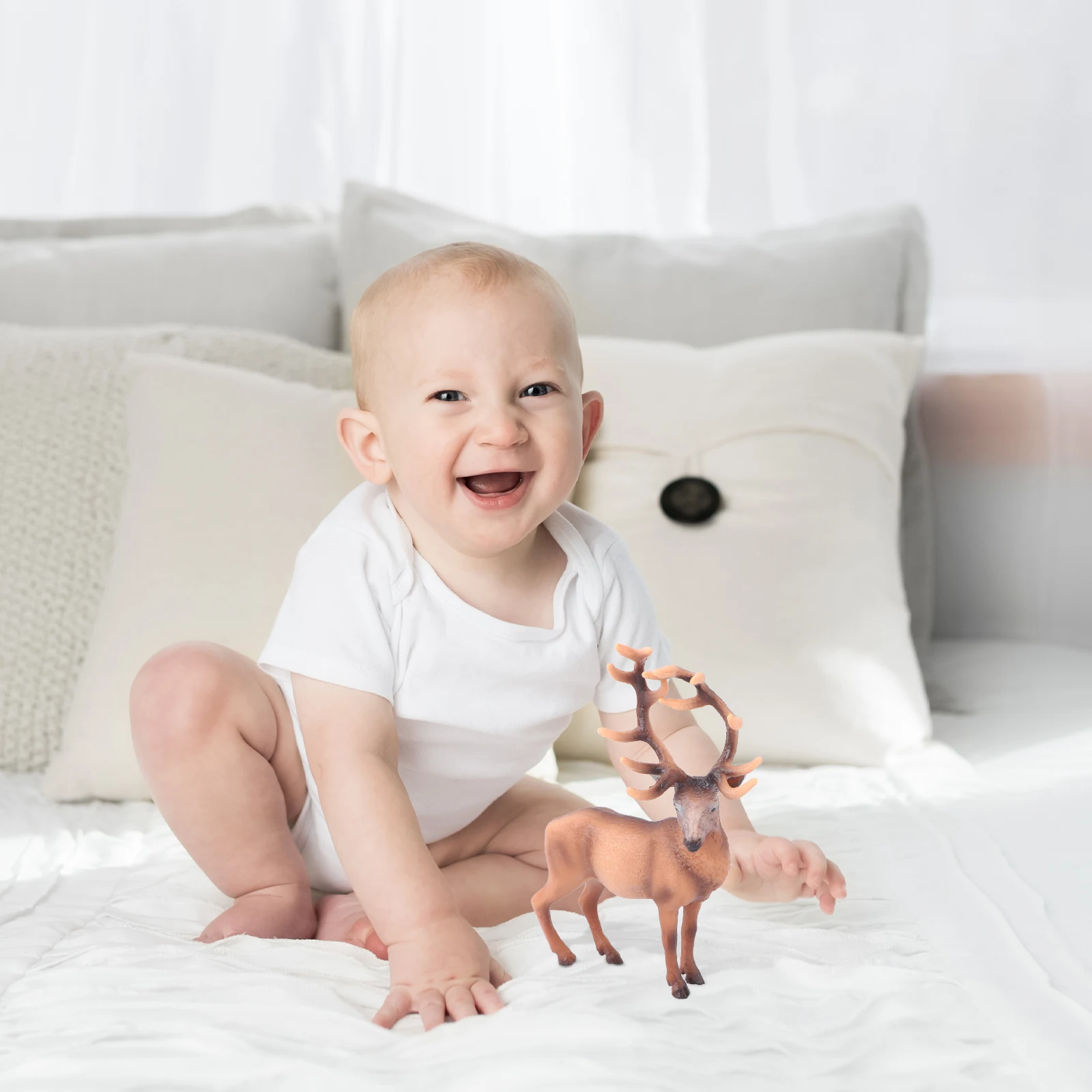 

Solid Plastic Elk Kids Cognitive Desktop Decoration Simulated Animal Figure Home Office Bedroom Ornament Christmas Crafts Garden