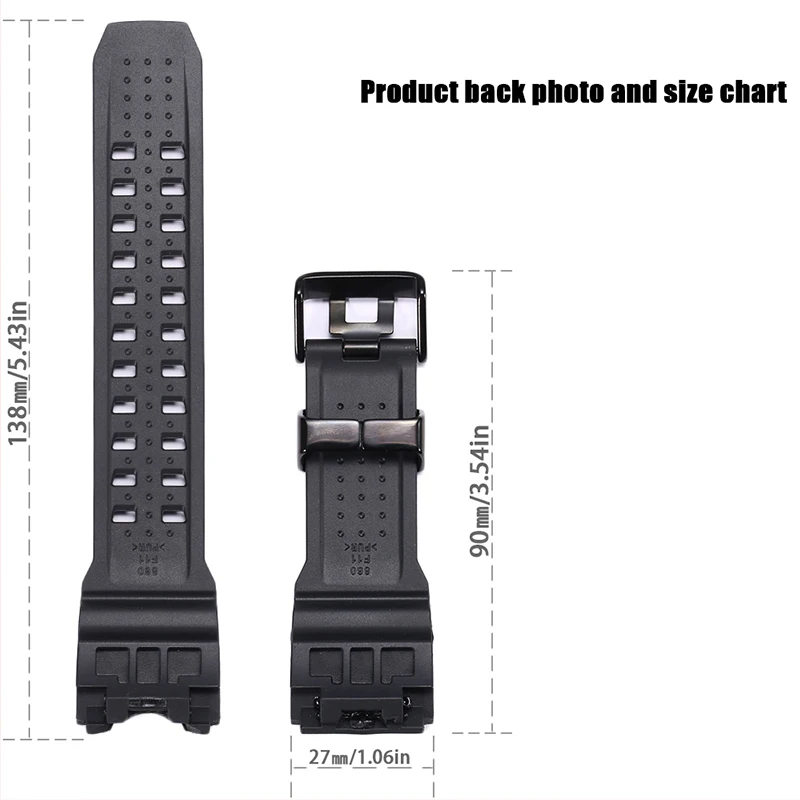 Replacement gwg 1000 Mudmaster Resin Strap Suitable For Casio GWG1000 Men Waterproof Bracelet With Stainless Steel Loop