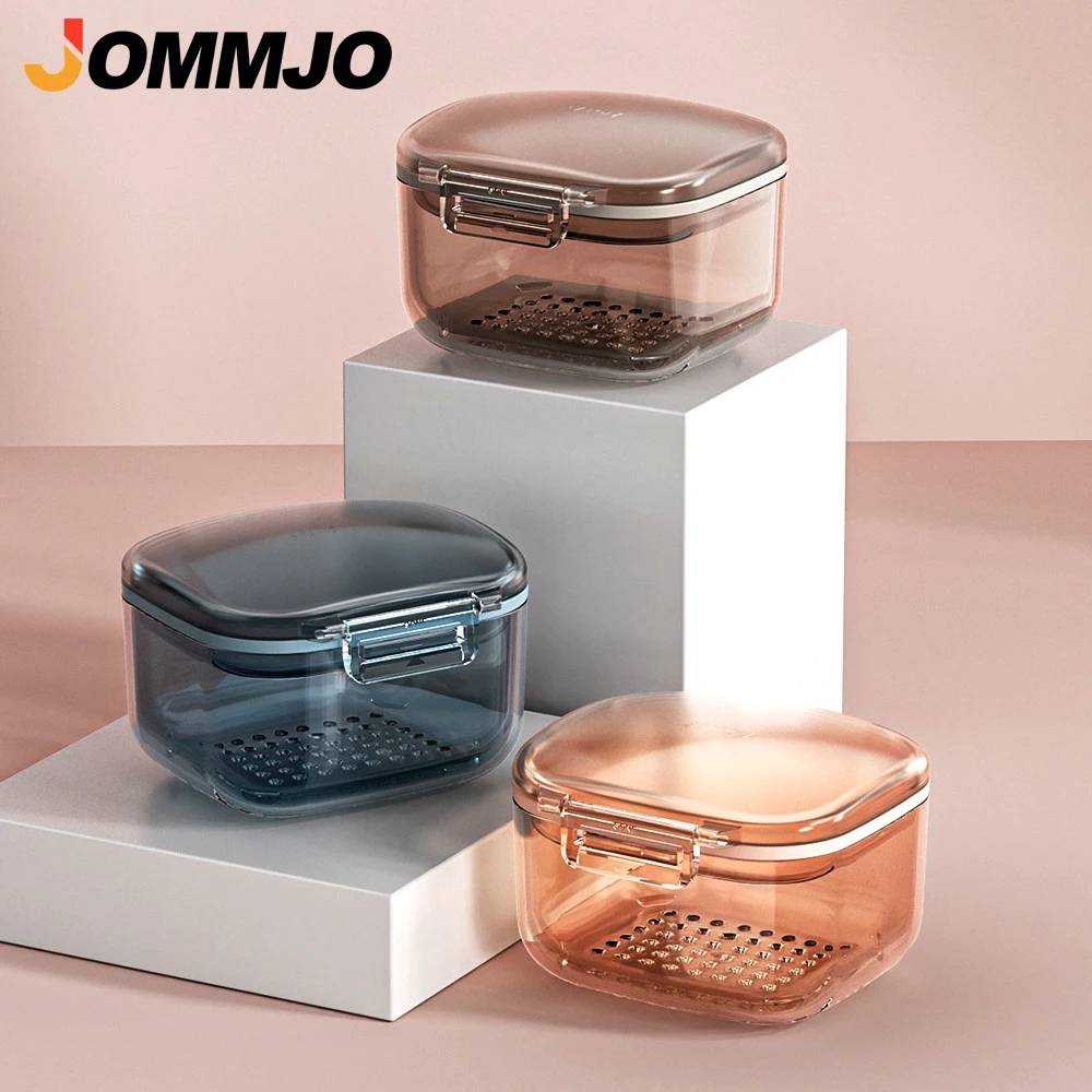 2 in 1 Denture & Retainer Case, No-Leak Denture Bath Box, Portable Cleaning Cup for Dentures, Clear Braces, Mouth Guard