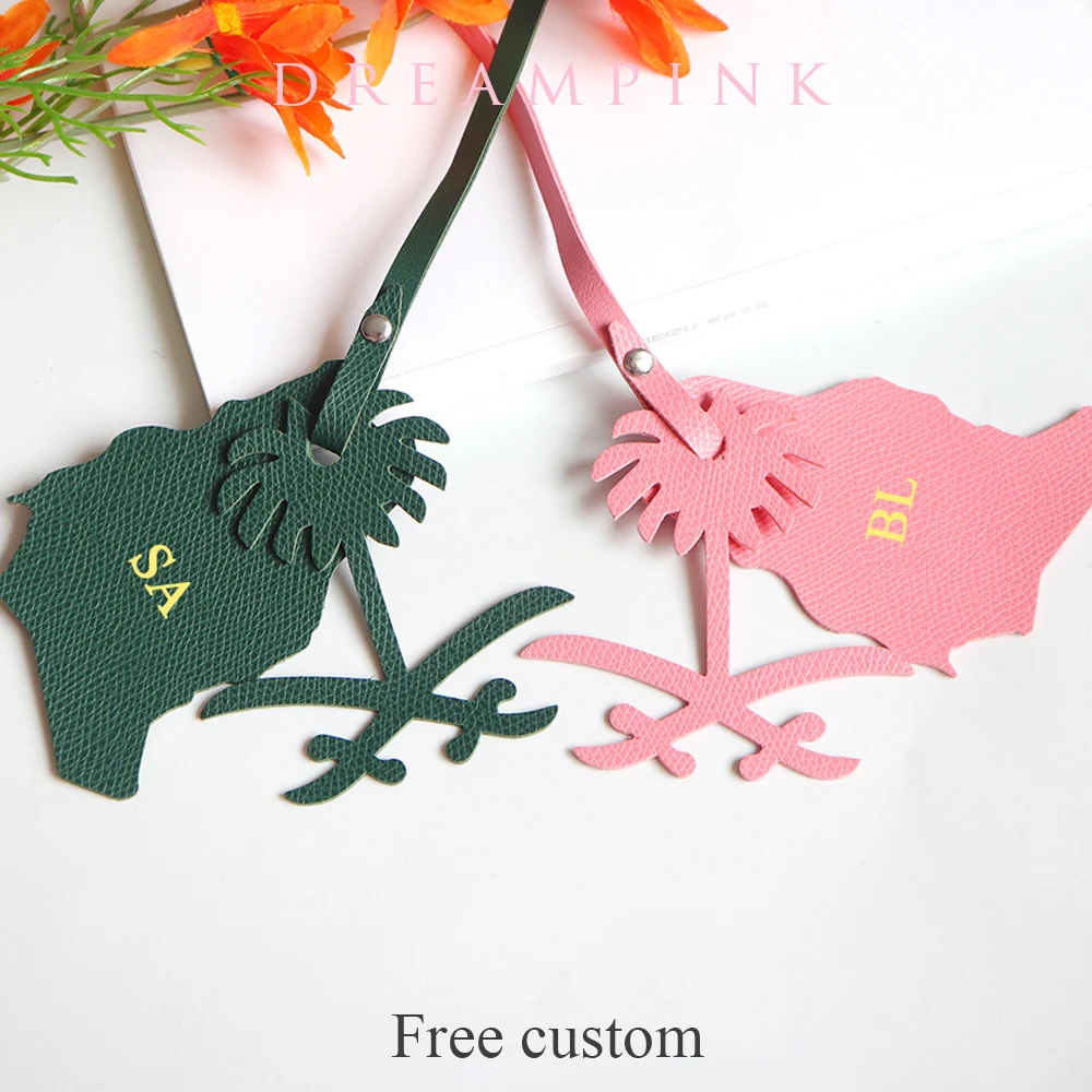 

Custom Letters Palm Tree Pandant Popular Saudi Map Ornaments Bag Charms Personalized Name Hanging Decorations Handbag Tag