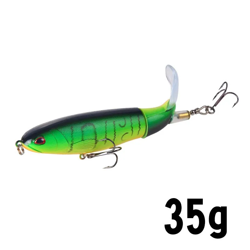 10pcs Topwater Floating Fishing Lures Rotating Tail for Bass 14cm/5.52in 35g