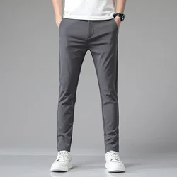 Summer Thin Business Stretch Slim Fit Elastic Waist Men's Casual Pants Jogger Korean Classic Blue Black Gray Brand Trousers Male
