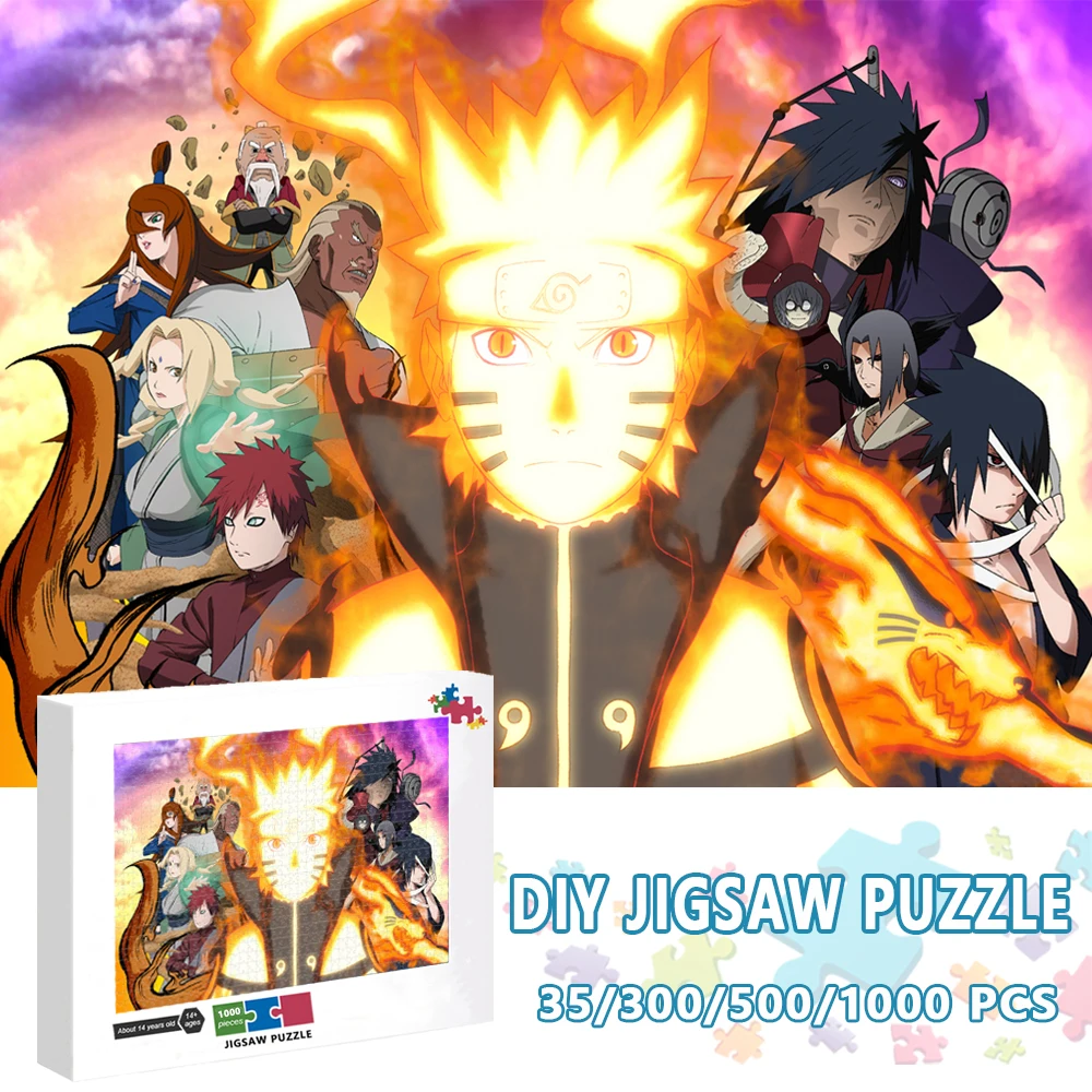 

Naruto Jigsaw Puzzles 300/500/1000 Pieces Japanese Anime Character Kakashi Sasuke Puzzles for Adult Kids Decompression Toys