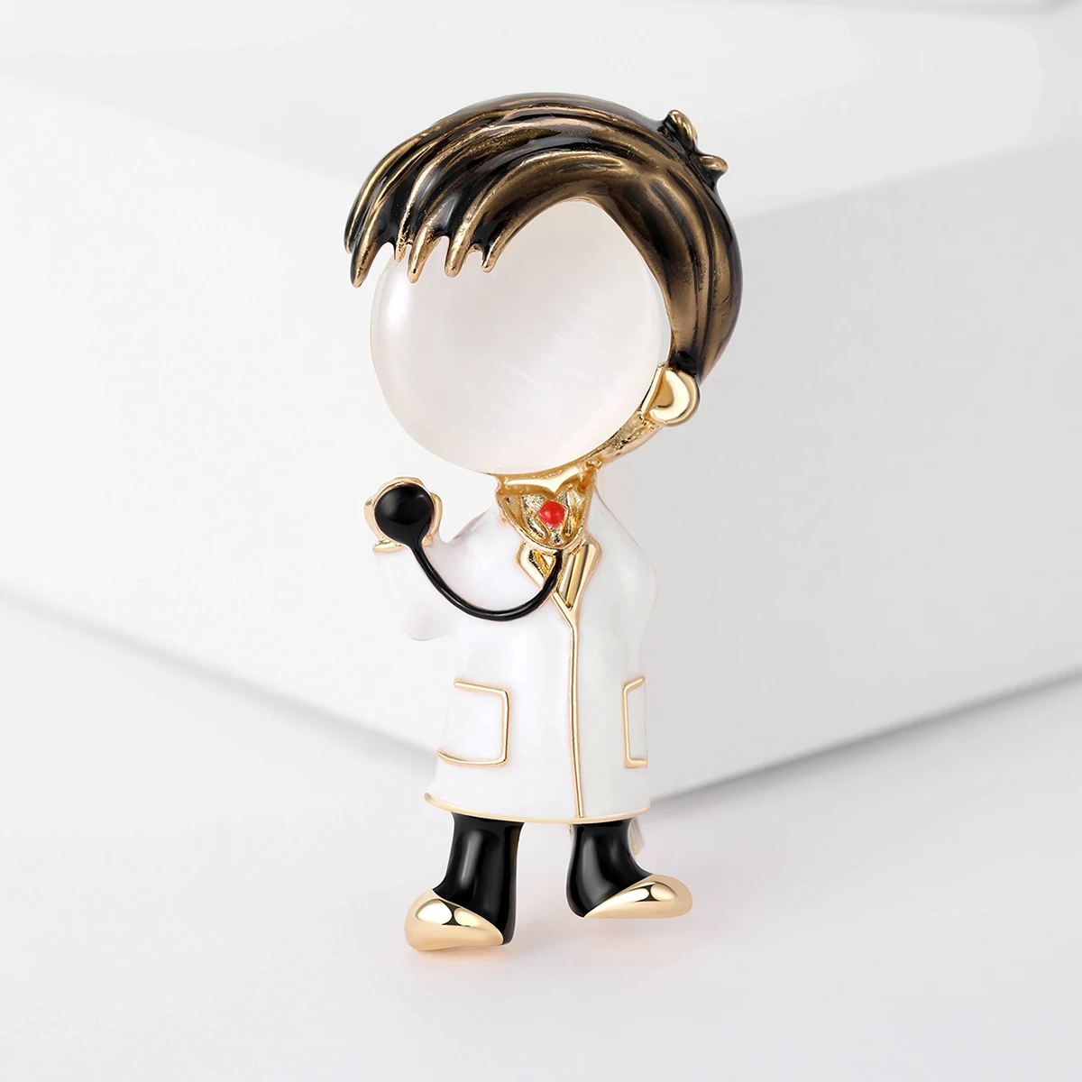 Trendy Enamel Medical Series Brooches Stethoscope Doctor Nurse Rhinestone Pins Office Party Casual Accessories Gifts