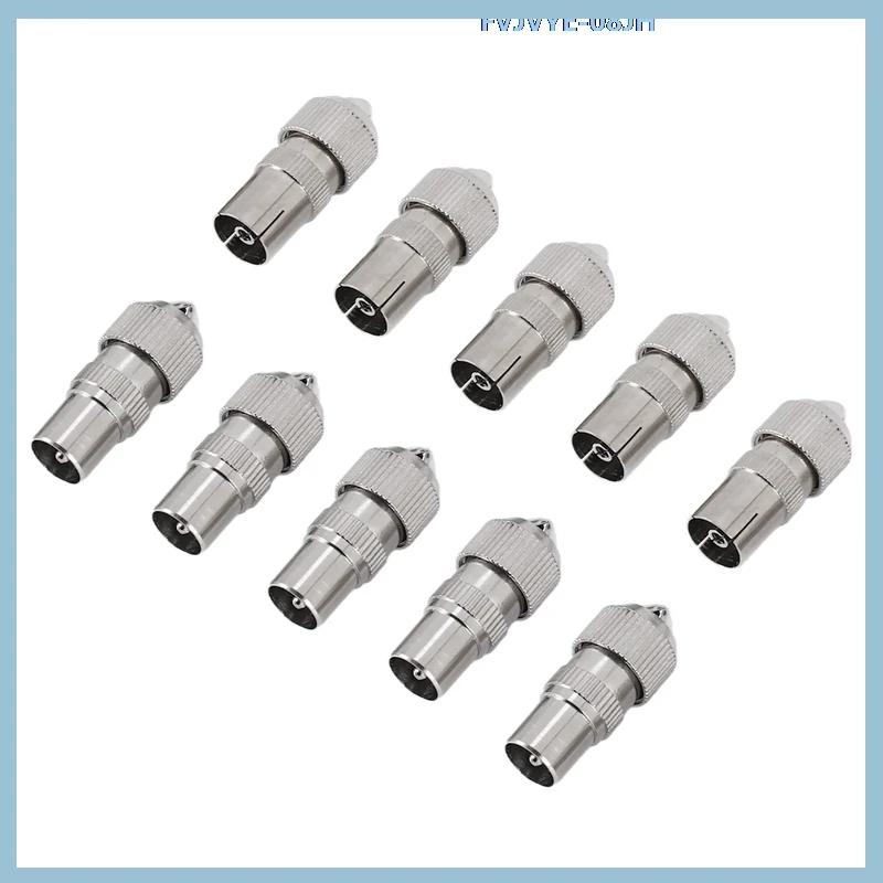 Nickel-Plated 9.5mm RF Connector - Male/Female TV Antenna Plug for Coaxial Cable, Bamboo Shielded Video Signal Adapter E3