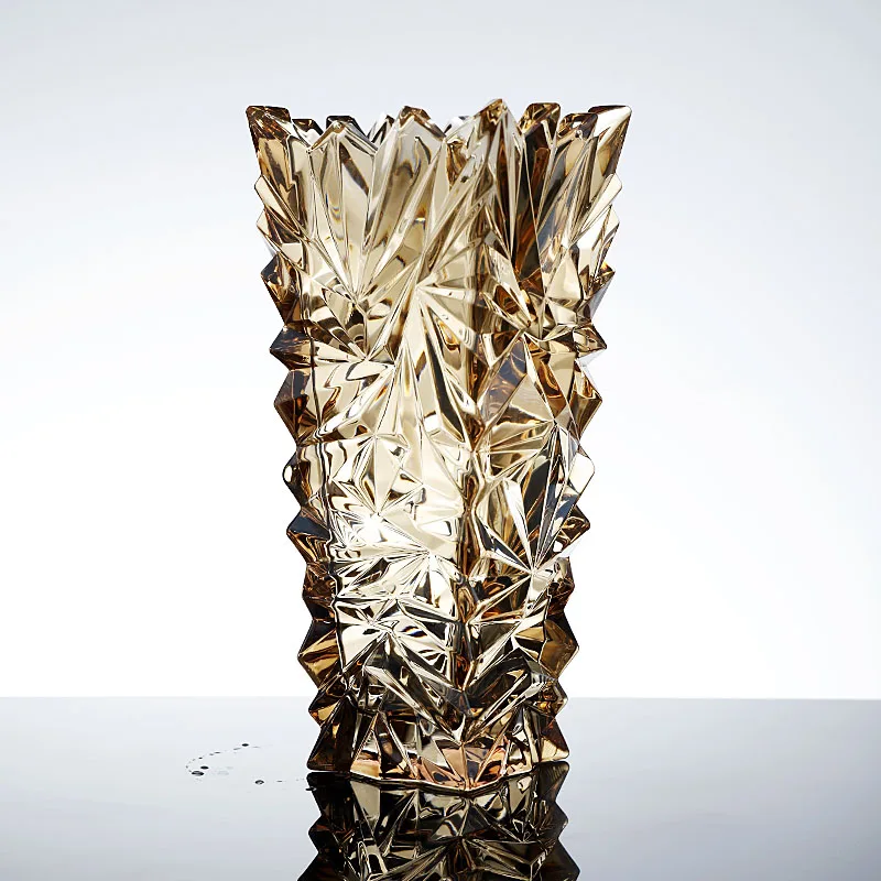 Creative glacier relief imported crystal glass vase generous saliva nourishes wealth bamboo living room flower arrangement
