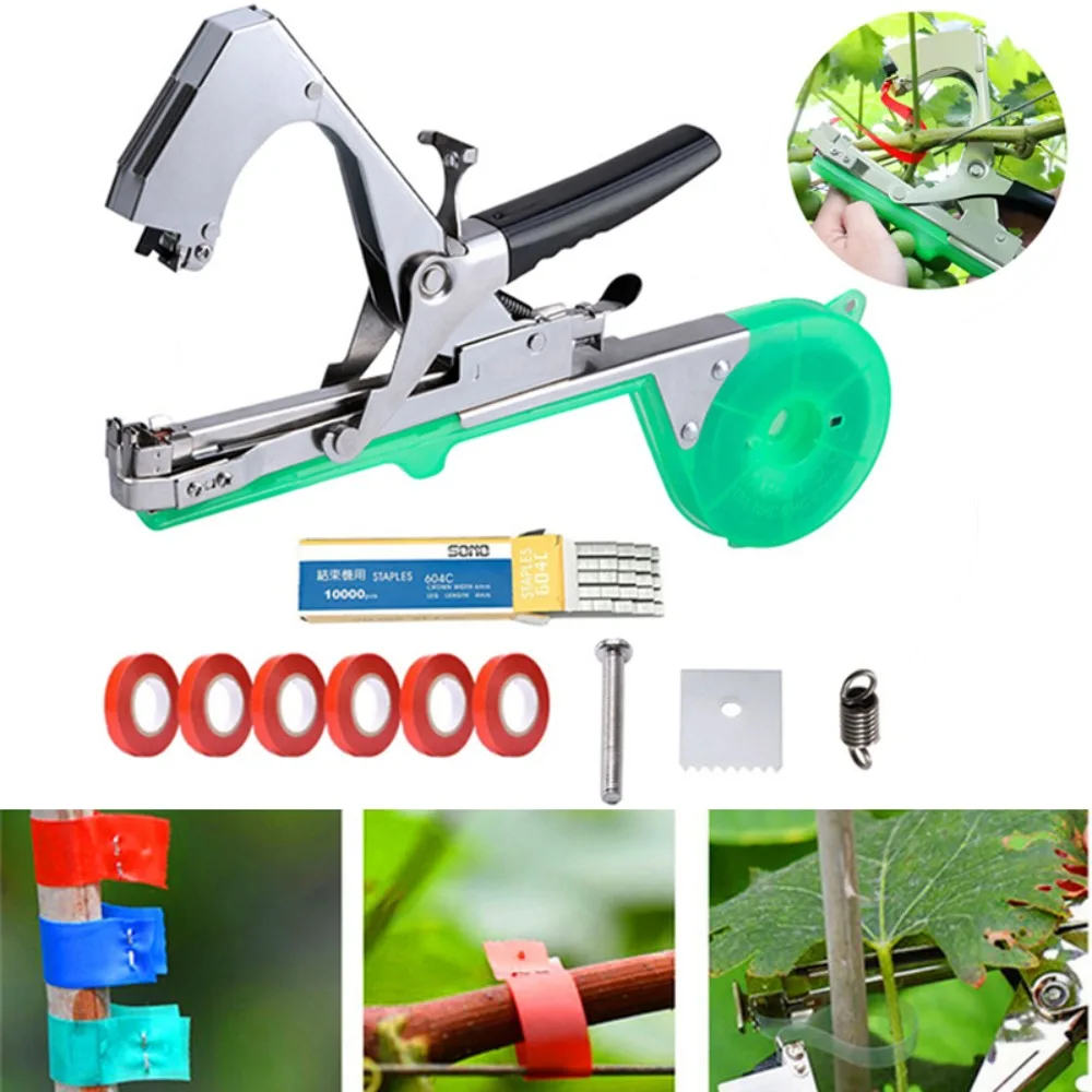 

Grafting Tool Plant Tying Machine with 10000pcs Staples 6 Rolls To Tie Tomatoes Peppers Quickly and Easily Perfect for Gardener