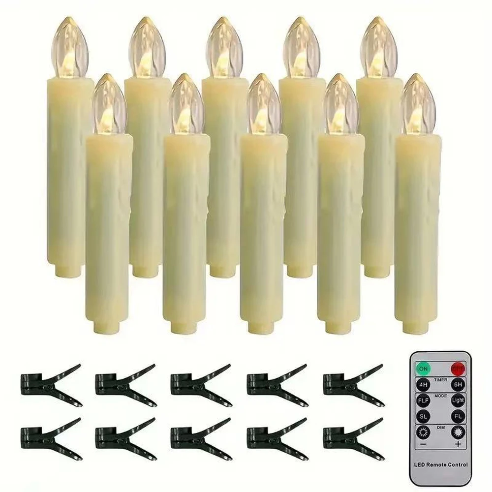 

10 шт. украшение для рождественской елки, окружающее освещение для праздничной вечеринки с подсветкой, рождественские украшения с зажимами, светодиодные свечи