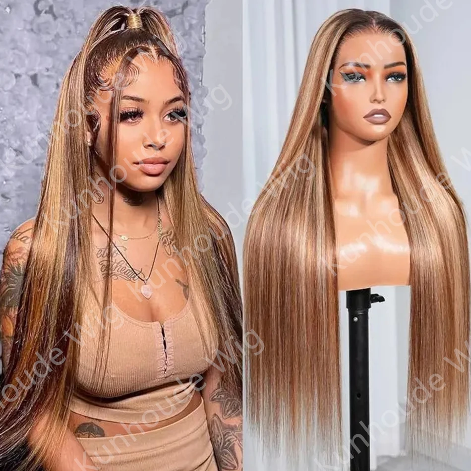 

Парик из натуральных волос HD 13X6, медово-русый, прямой, бразильский, с прозрачной кружевной основой P/427, для женщин, цветной, с кружевной передней частью