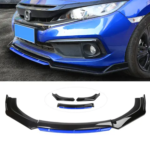 Sharp Gloss Black Red Tongue Front Bumper Lip Chin Spoiler Splitter Diffuser Body Kit Trim Air Dam Protector Universal Most Car
