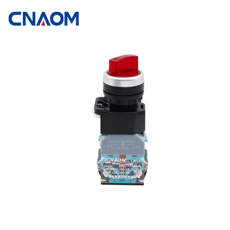 

LA38-11XD/2 Rotary Push Button Switch with Lamp 22MM 2 Position 3 Position Latching LED Knob Switches Multicolor Optional