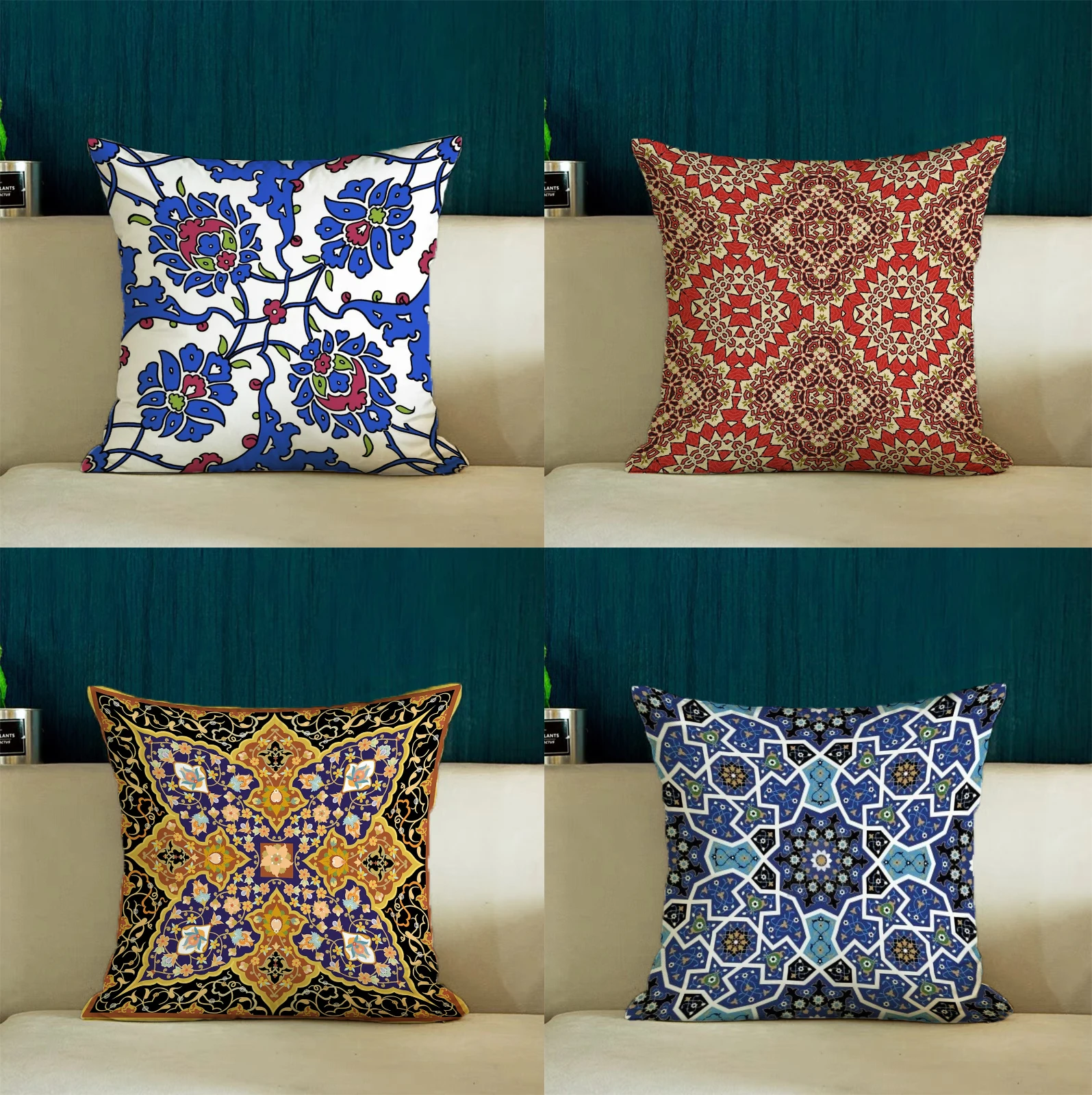 

Persian Rug Pattern Pillowcase Living Room Sofa Cushion Cover Fashion Decorative Home Decor 50X50cm Two Sides Short Plush