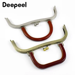 Deepeel 금속 지갑 프레임 나무 가방 핸들 키스 걸쇠 가방, 바느질 브래킷 지갑 수리 키트, DIY 하드웨어 액세서리, 26cm, 1PC