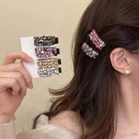 Exquisito Clip de pelo con diamantes de imitación, horquilla de pico de pato de acetato de tamaño pequeño para mujeres y niñas, soporte para cola de caballo, tocado diario