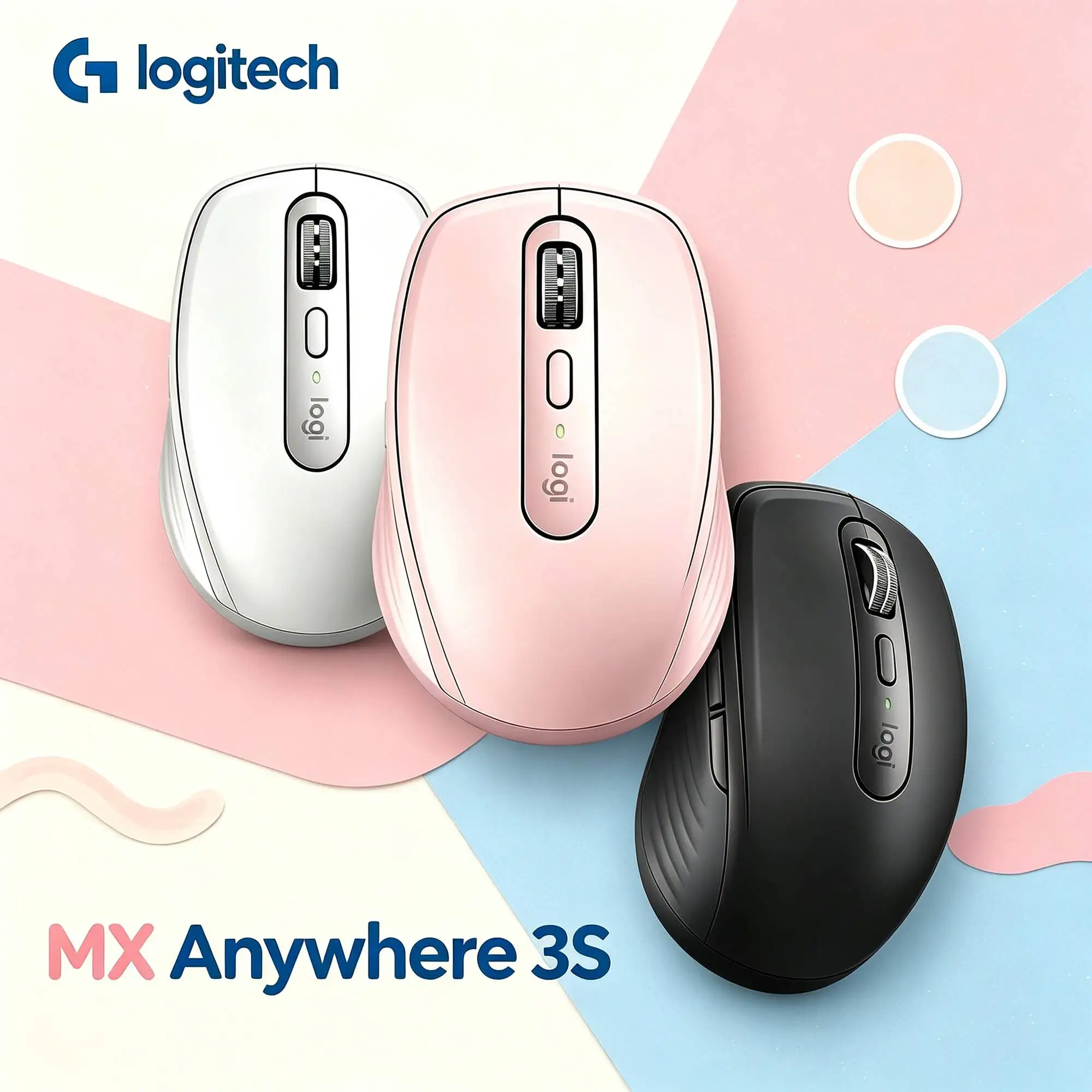 MX Anywhere 3S Logitech Fast Scroll Wheel Wireless Mouse Quiet Click Portable Computer Laptop Mice