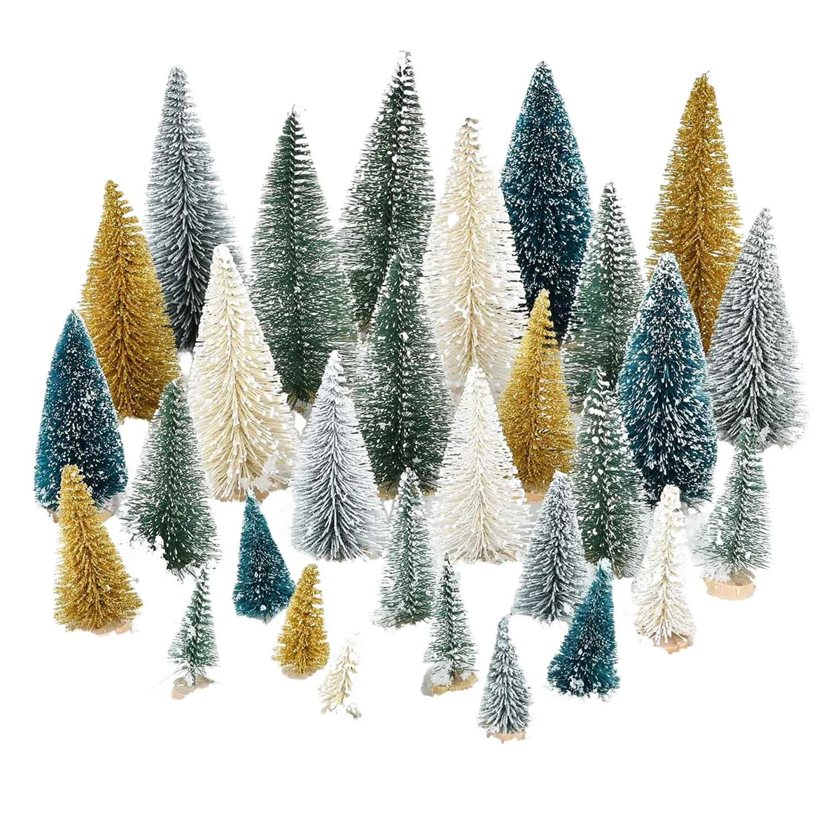 30 Pieces Miniature Pine Trees Sisal Trees with Wood Base for Miniature Scenes, Tabletop Decorecture Trees